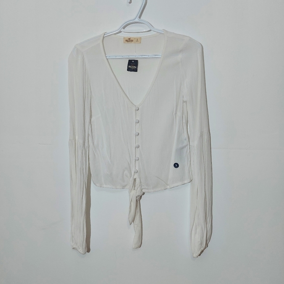 Hollister Button Down Tie Crop Top - Picture 1 of 9